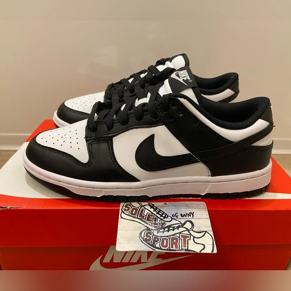 New Nike Dunk Low Retro Panda Black White Leather Mens Size